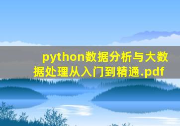python数据分析与大数据处理从入门到精通.pdf